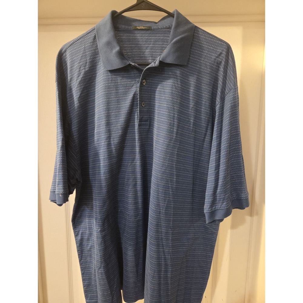 MARBAS Made in ITALY Blue Polo‎ Golf Shirt Men's Sz XL Textured